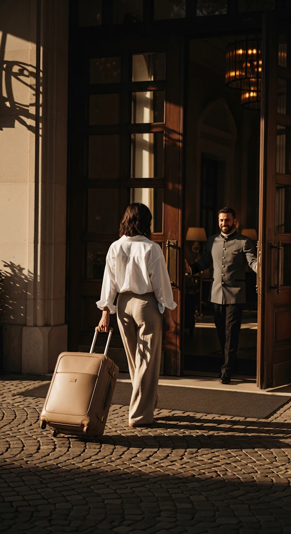 Woman Entering Building