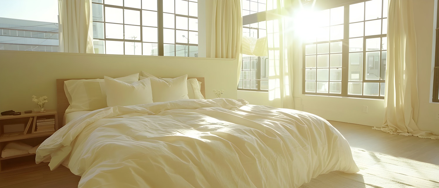 Serene Bedroom with Sunlight