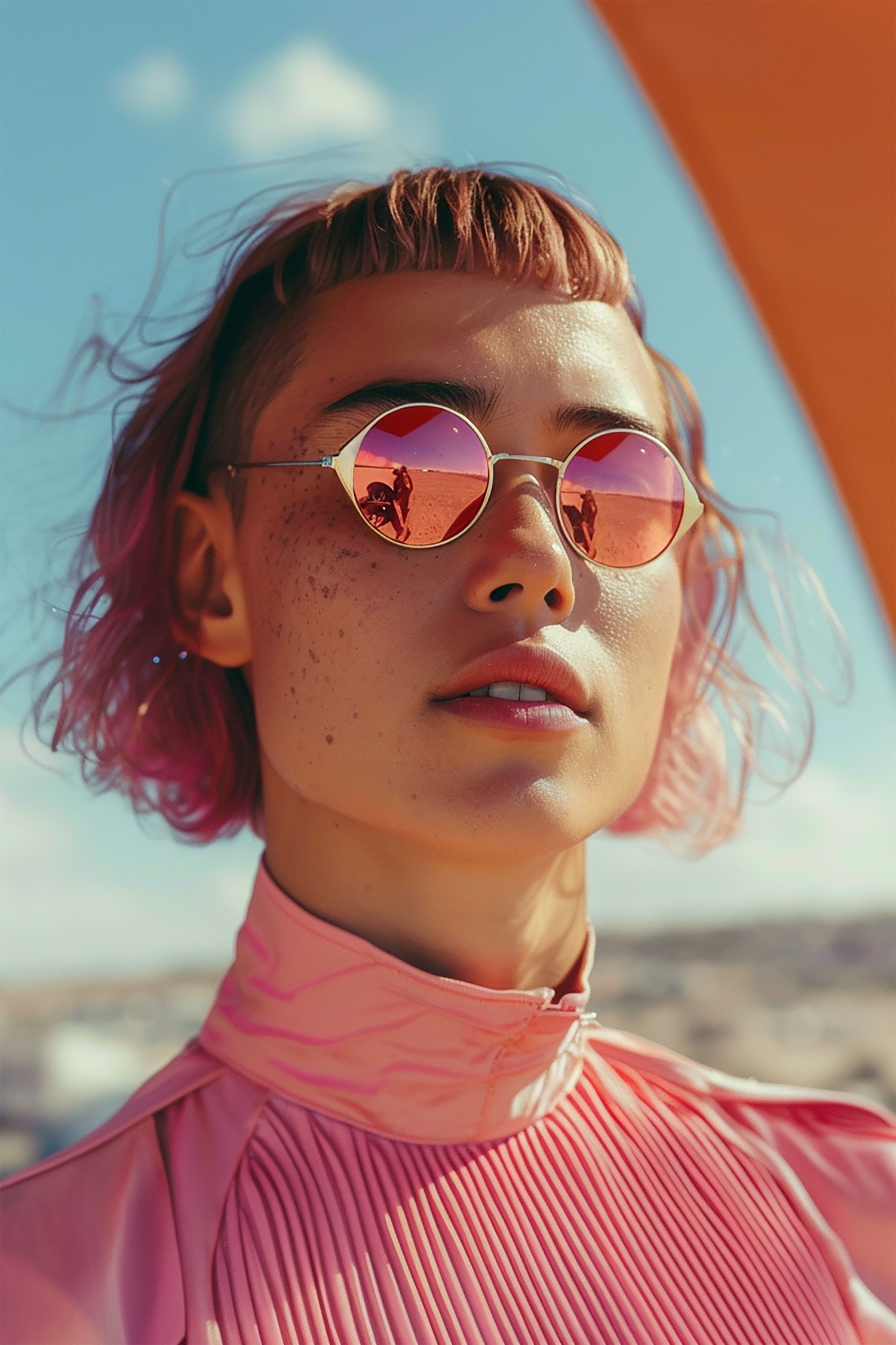 Confident Young Woman with Pink Hair