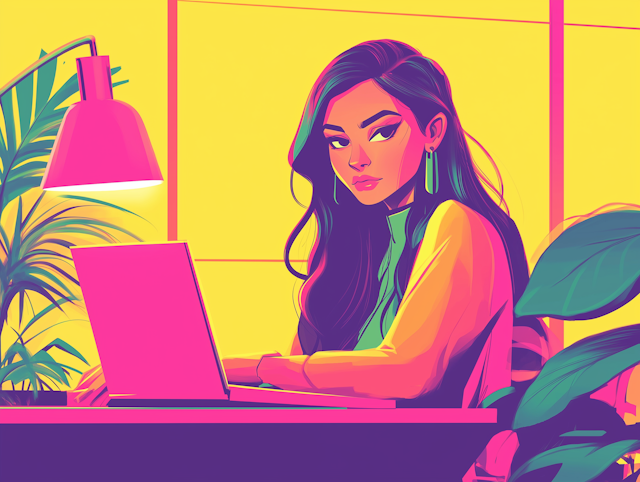 Stylized Illustration of a Woman at Work