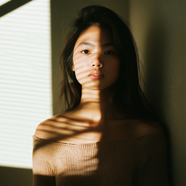 Young Woman in Dramatic Lighting