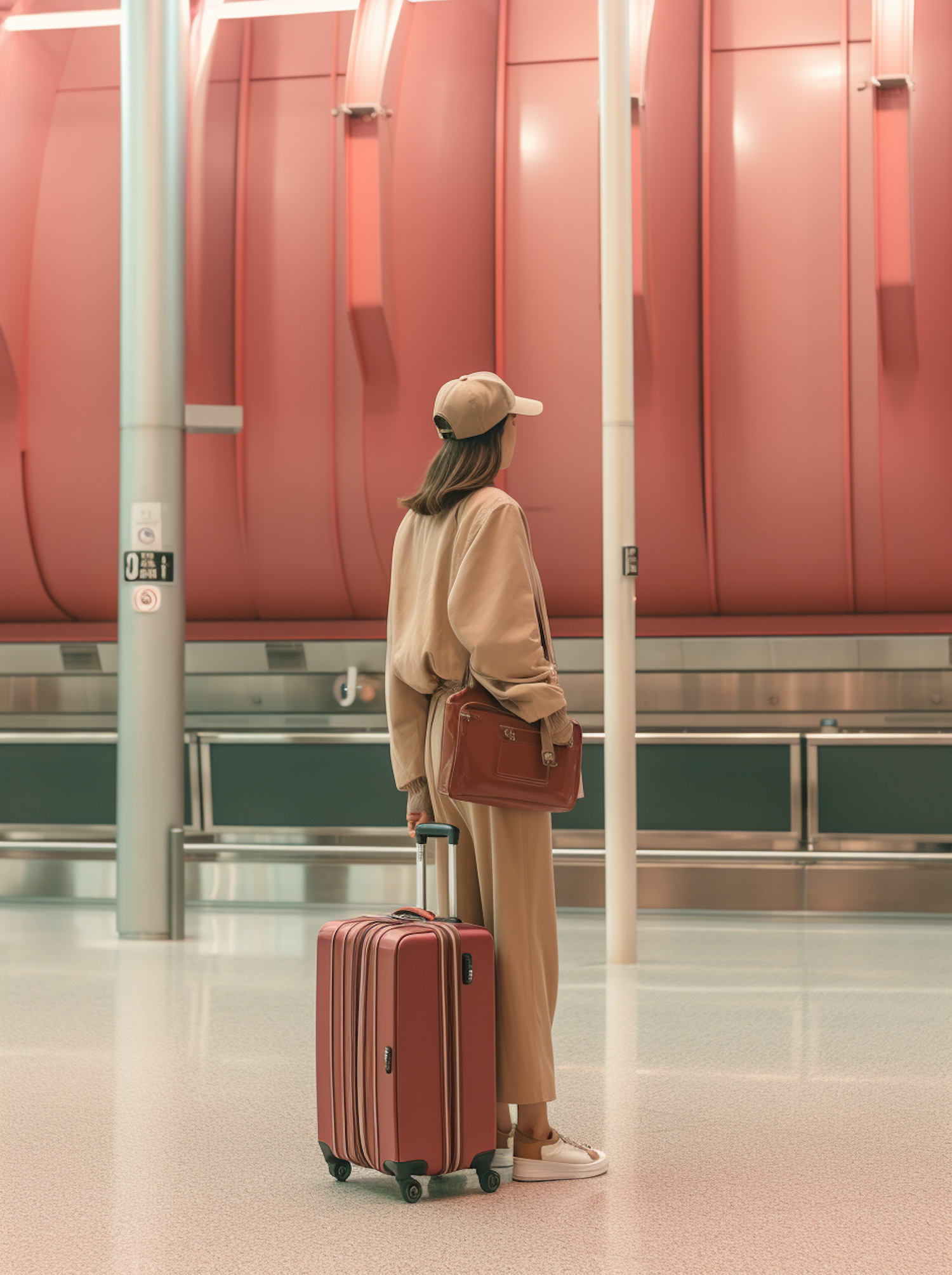 Stylish Traveler Awaiting in Transit