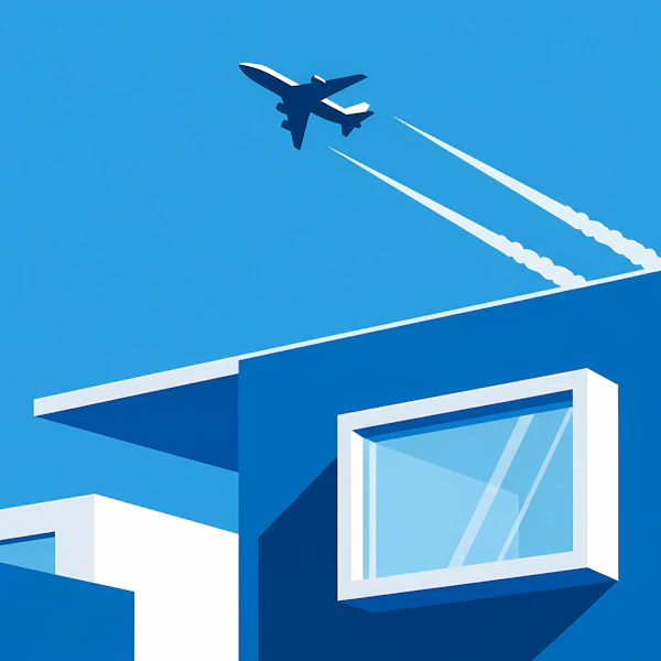 Modern Building and Jet