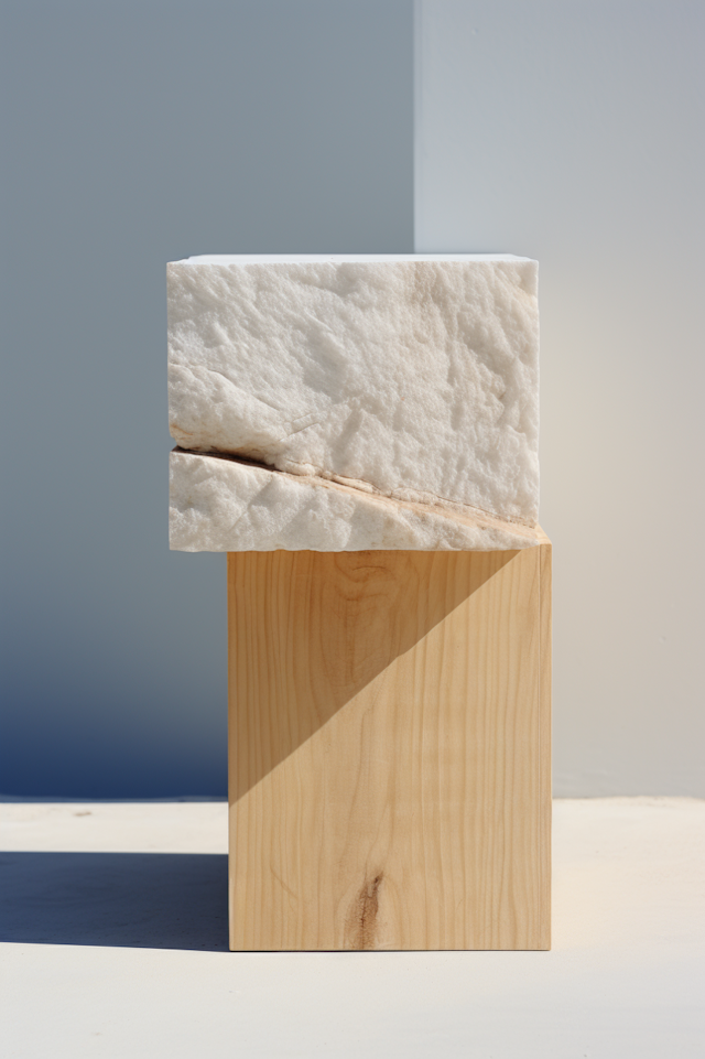 Harmony in Contrast: Stone and Wood Diptych