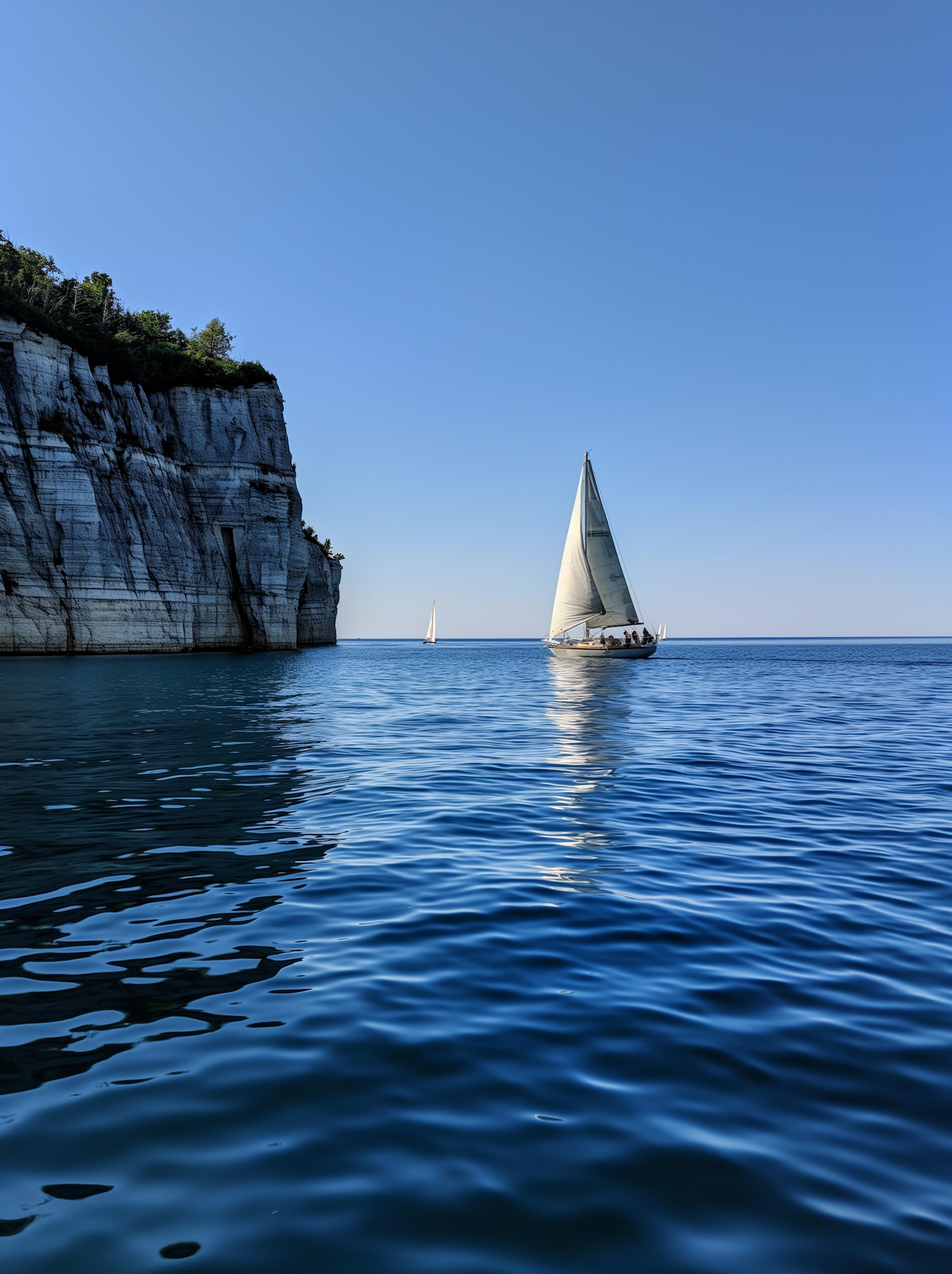 Serene Seascape with Sailing Boats