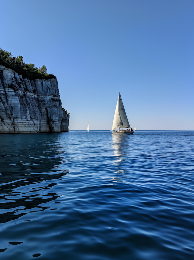 Serene Seascape with Sailing Boats