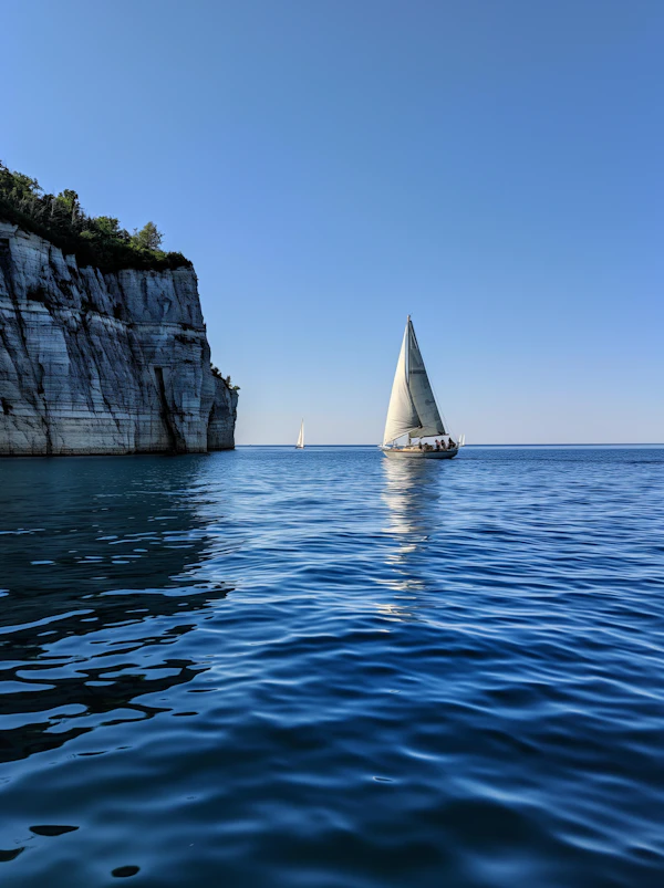 Serene Seascape with Sailing Boats