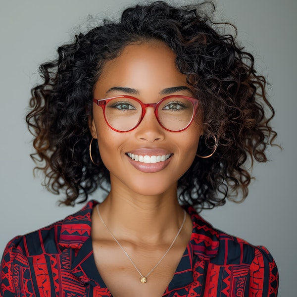 Smiling Woman with Stylish Glasses