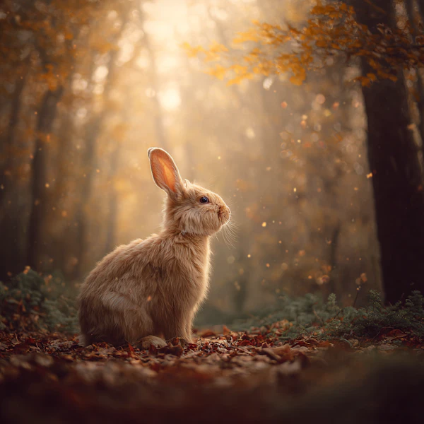 Golden Rabbit in Forest