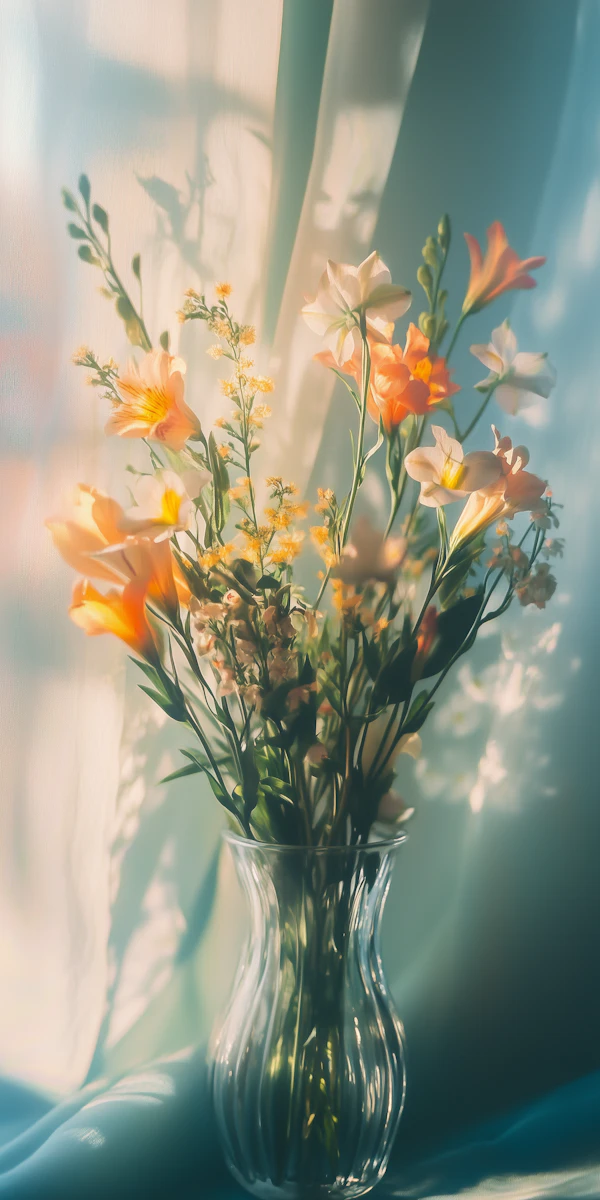 Floral Arrangement in Glass Vase