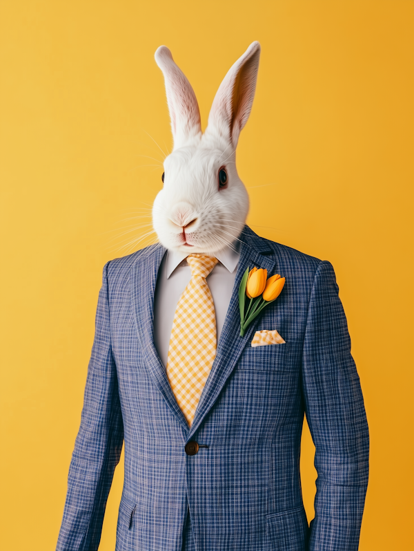 Rabbit in Blue Checkered Suit