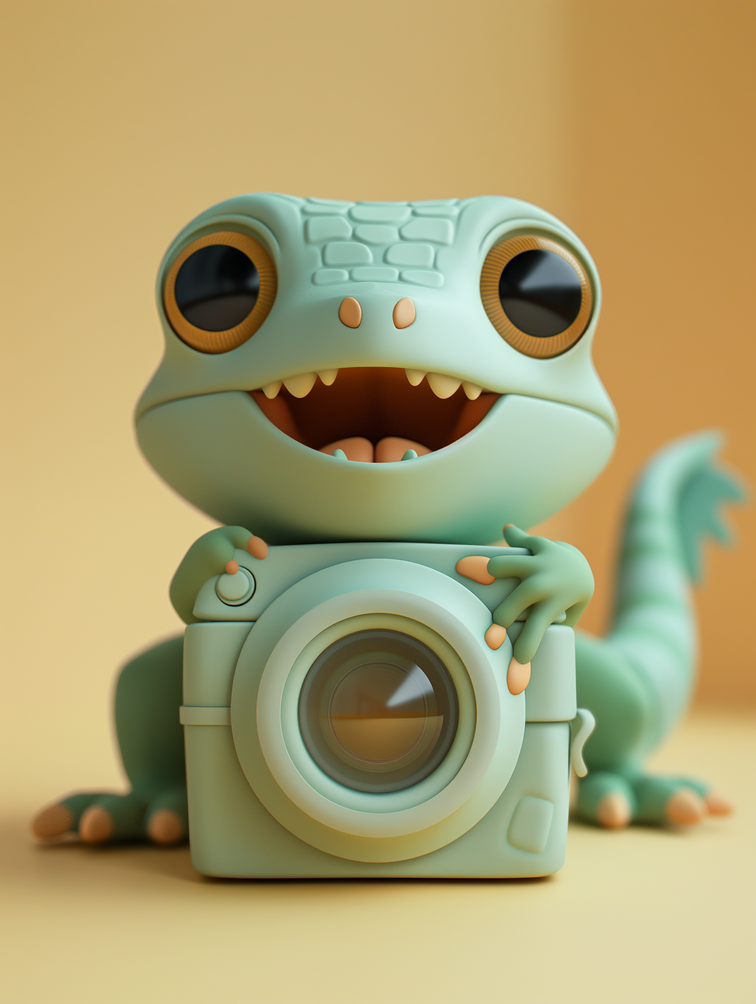 Cartoonish Gecko with Camera