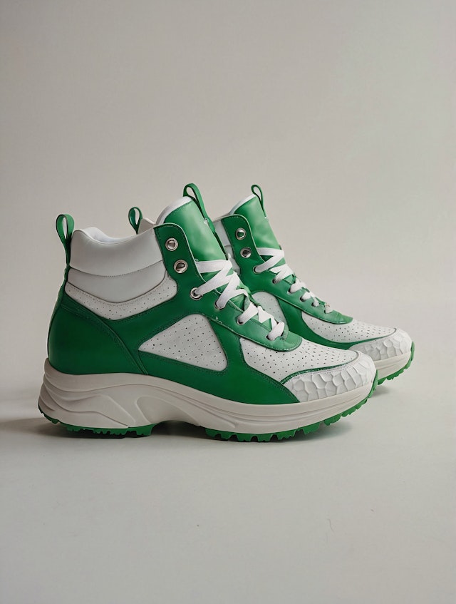 Stylish Green and White Sneakers