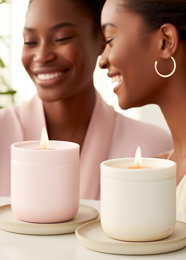 Tranquil Moments: Scented Candles and Shared Smiles