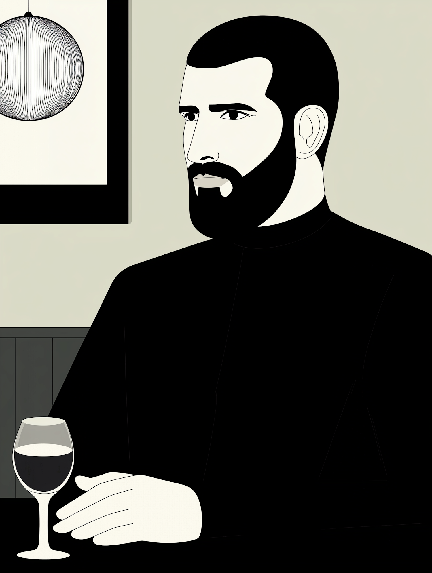 Contemplative Man with Wine