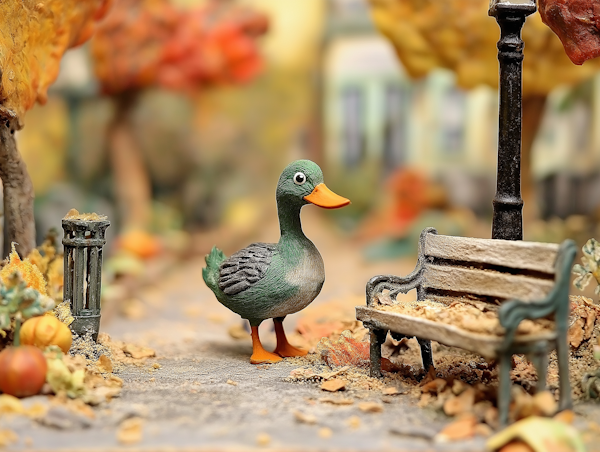 Miniature Park Duck Scene