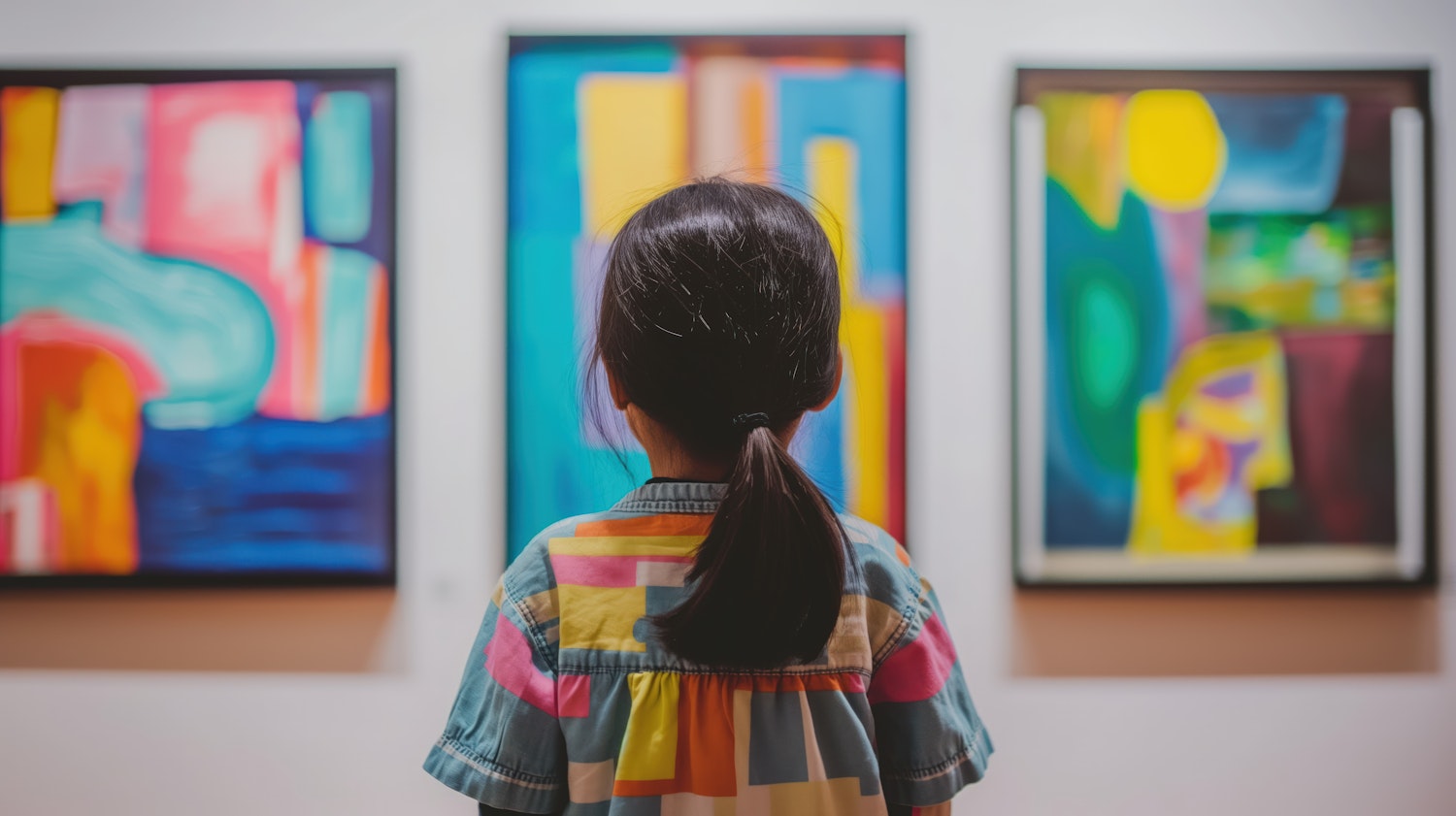 Young Girl Admiring Abstract Art