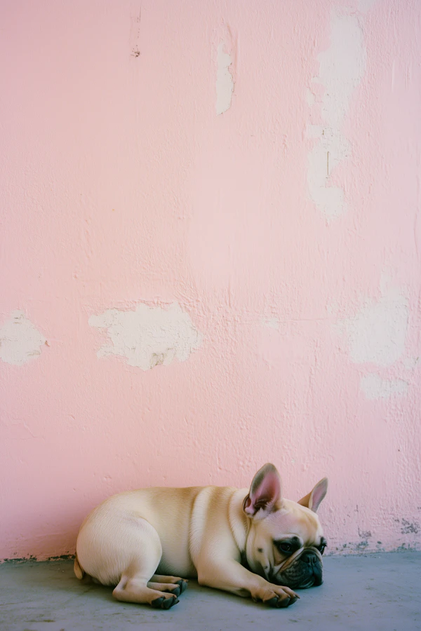 French Bulldog on Pink Background