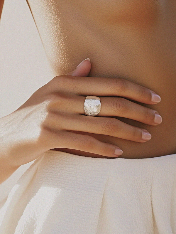 Elegant Hand with Silver Ring