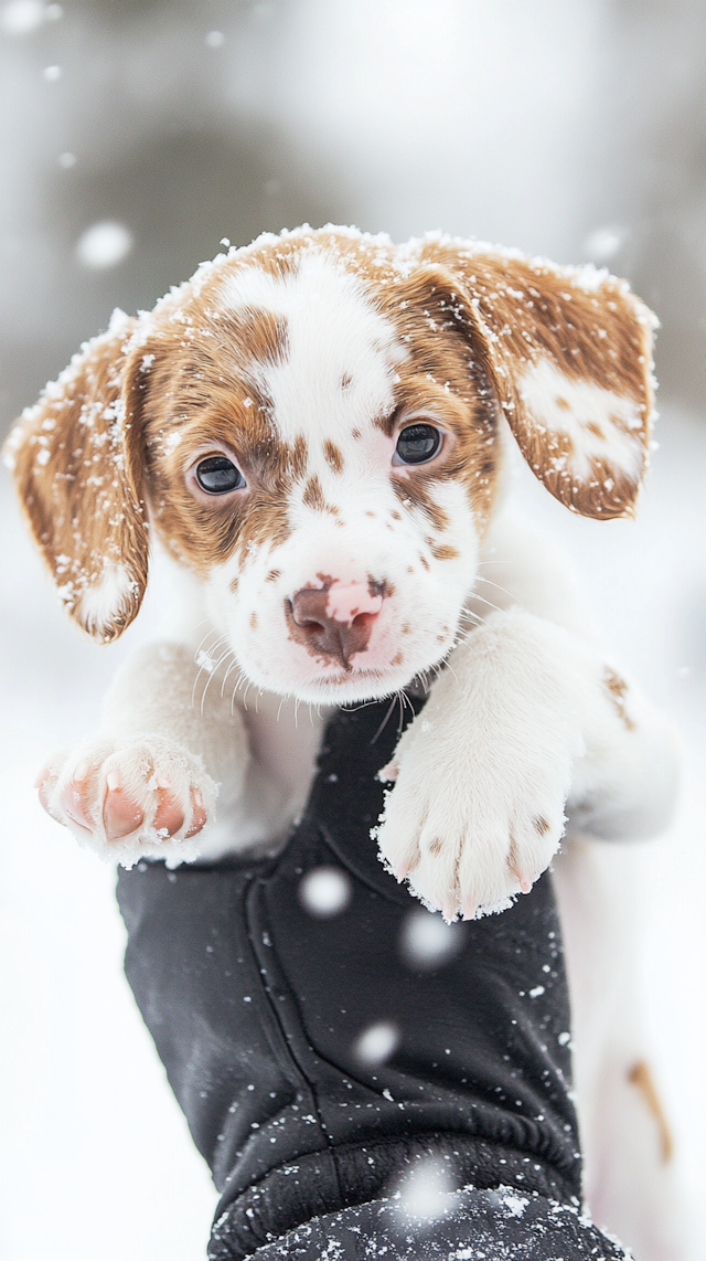 Adorable Puppy in Snow