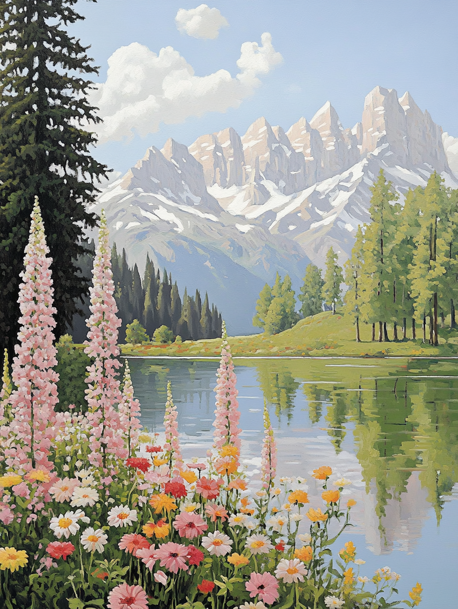 Serene Landscape with Wildflowers