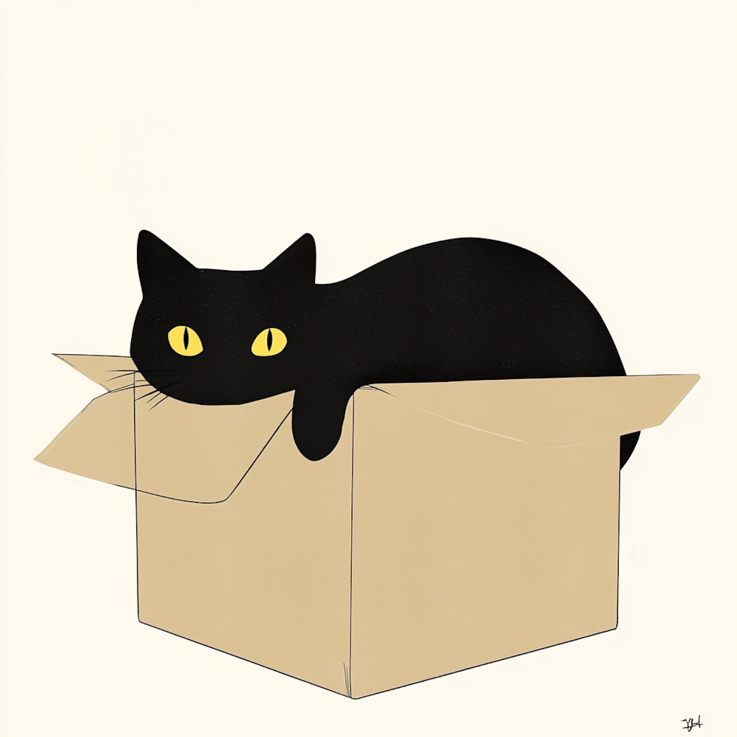 Black Cat in Cardboard Box