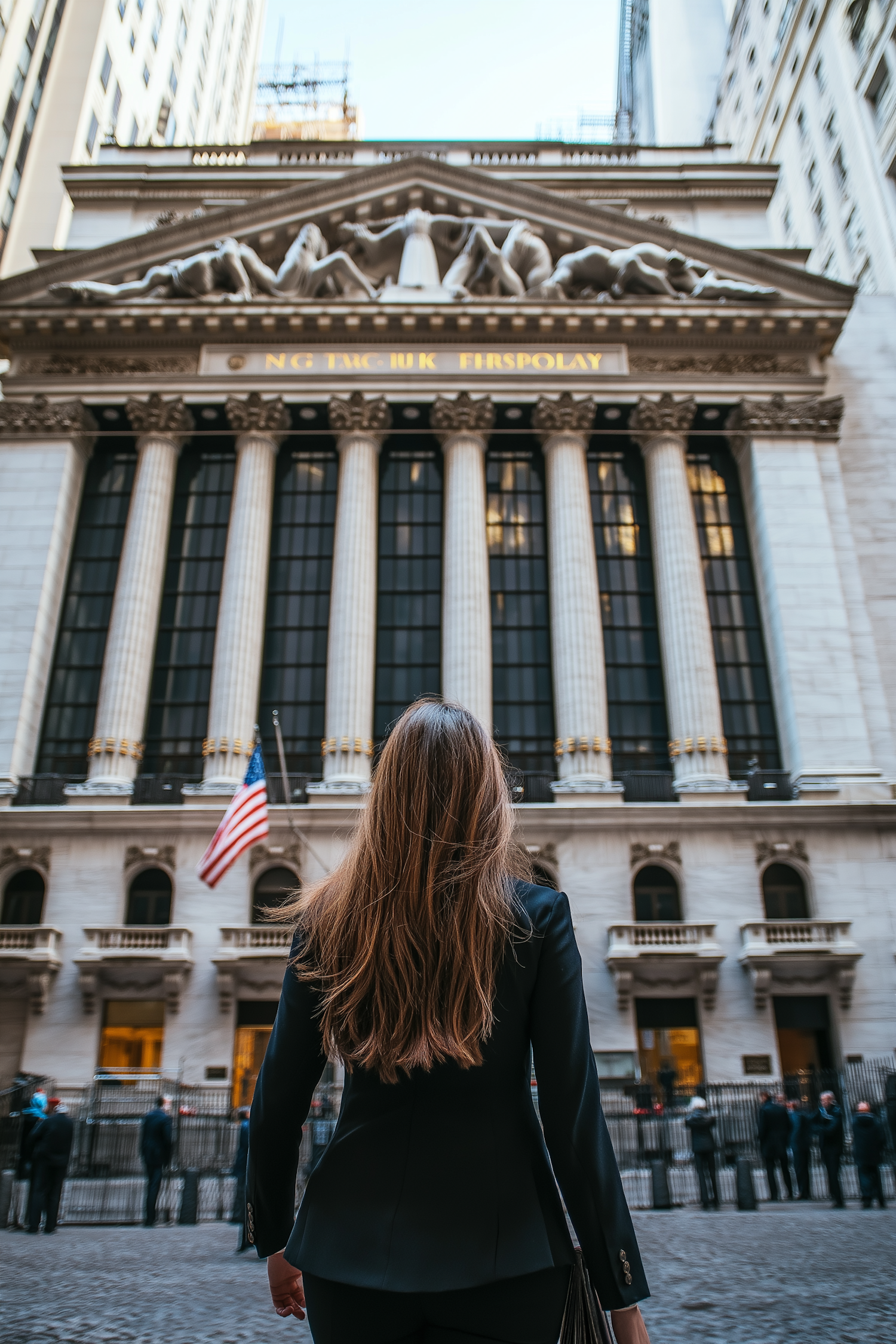 Woman in Front of Classical Building