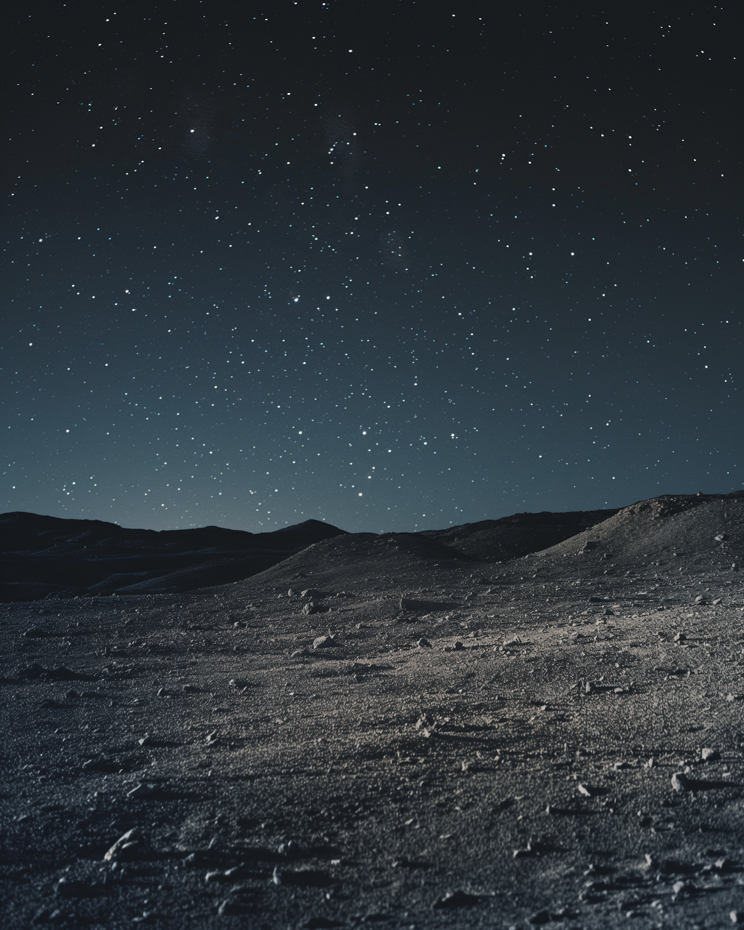 Starry Night over a Barren Landscape