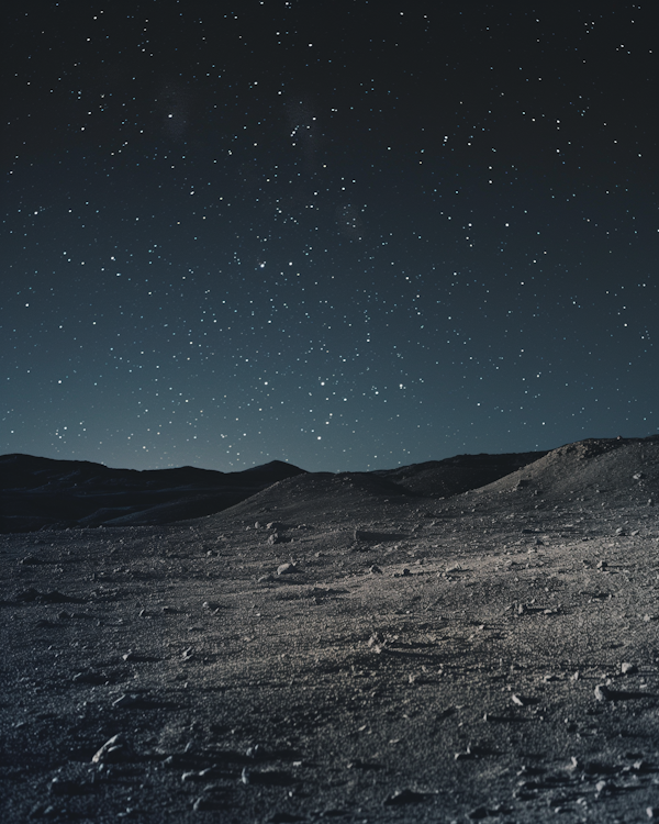 Starry Night over a Barren Landscape