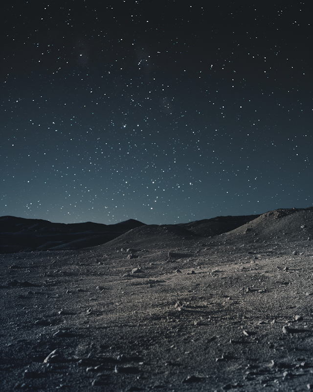 Starry Night over a Barren Landscape