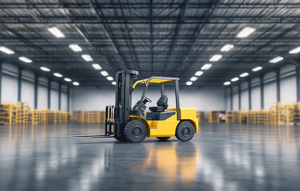 Polished Yellow Forklift in Warehouse