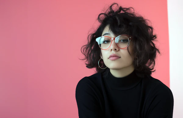 Portrait of a Young Asian Woman with Glasses