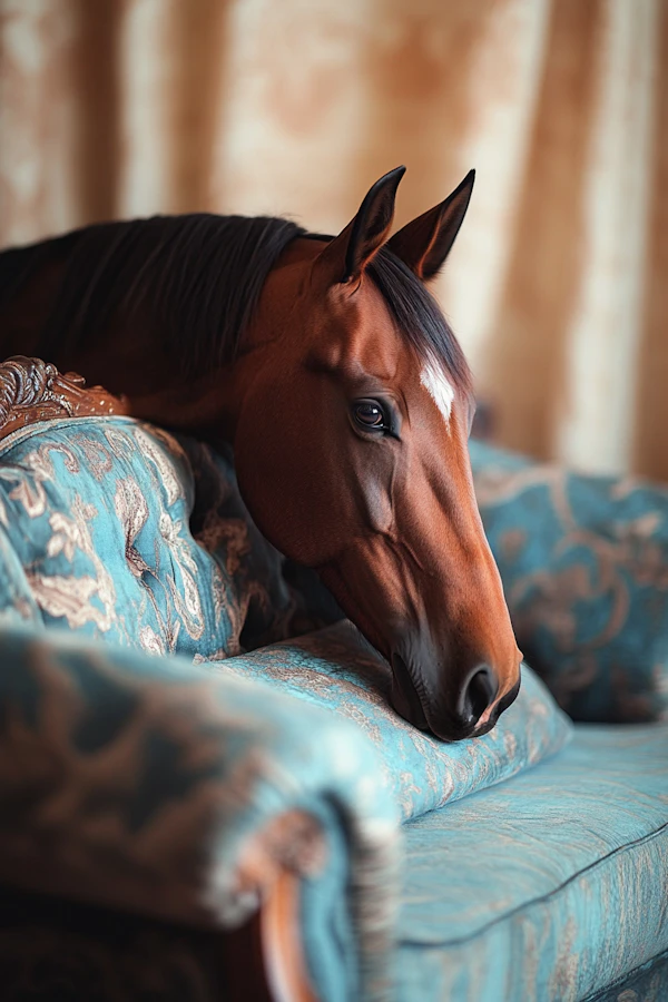 Horse on Elegant Sofa