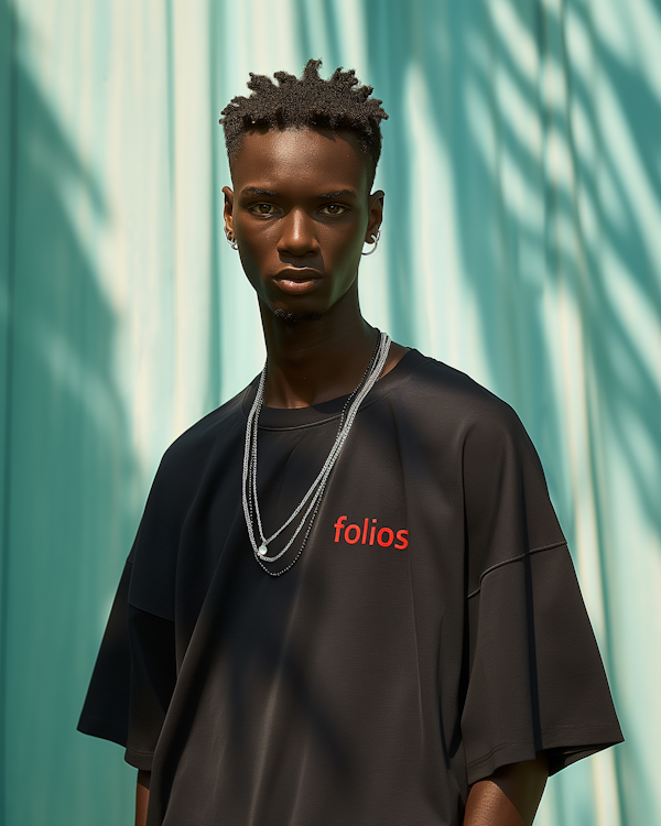 Serious Young Man with Silver Necklaces