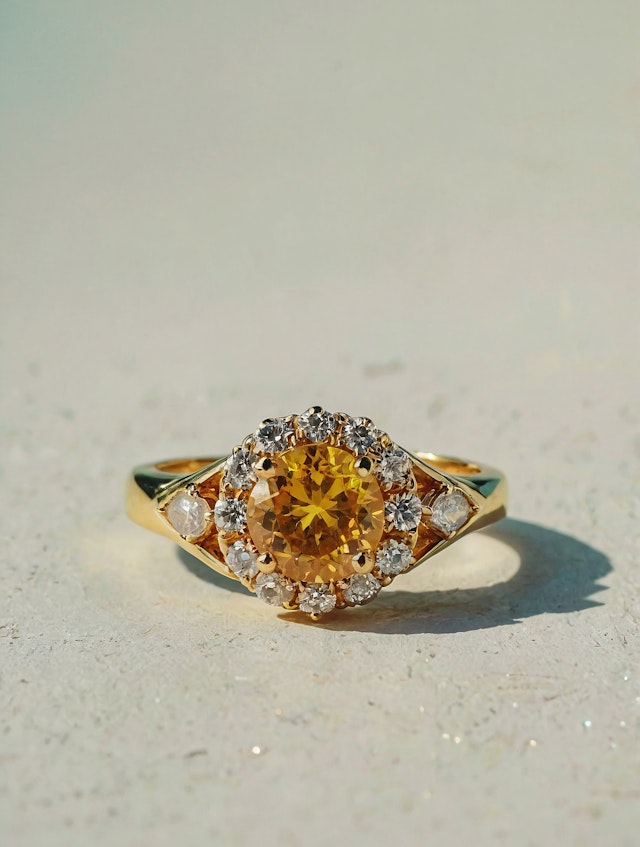 Elegant Gold Ring with Yellow Gemstone