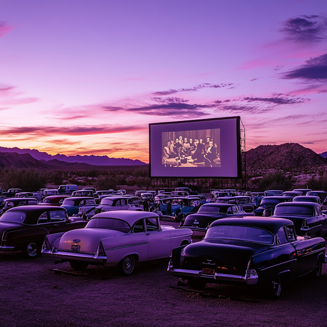 Drive-In Movie Theater at Dusk