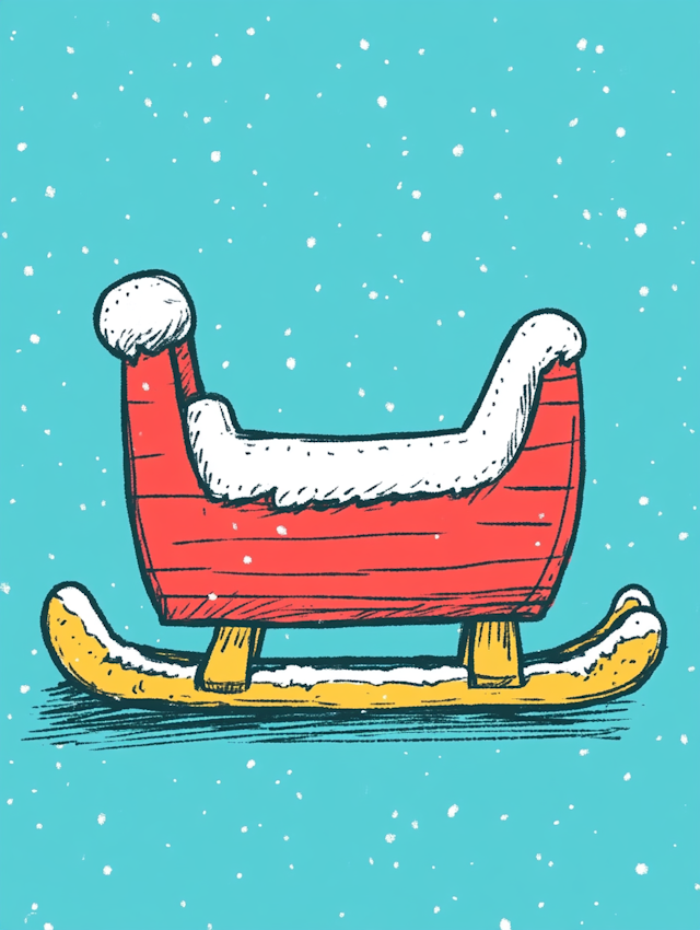 Festive Red Sleigh Illustration