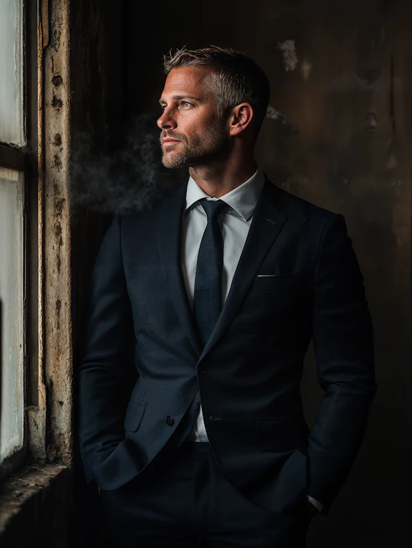 Man in Navy Suit