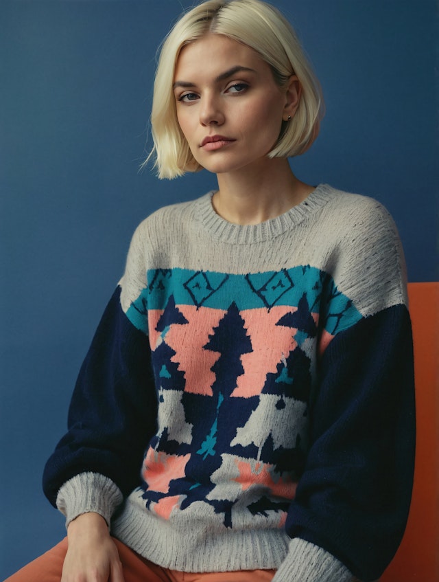 Portrait of a Person in Geometric Sweater