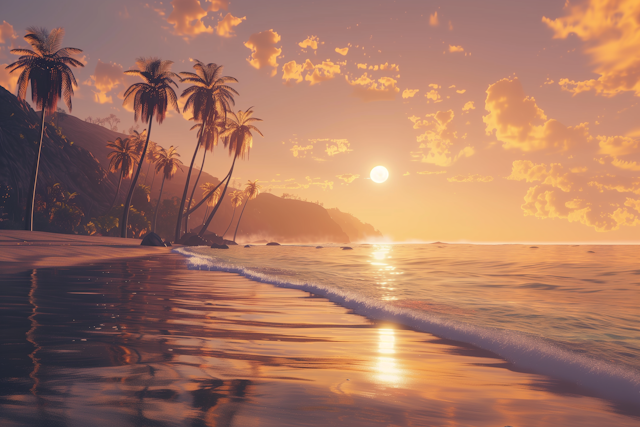 Tranquil Tropical Beach Sunset