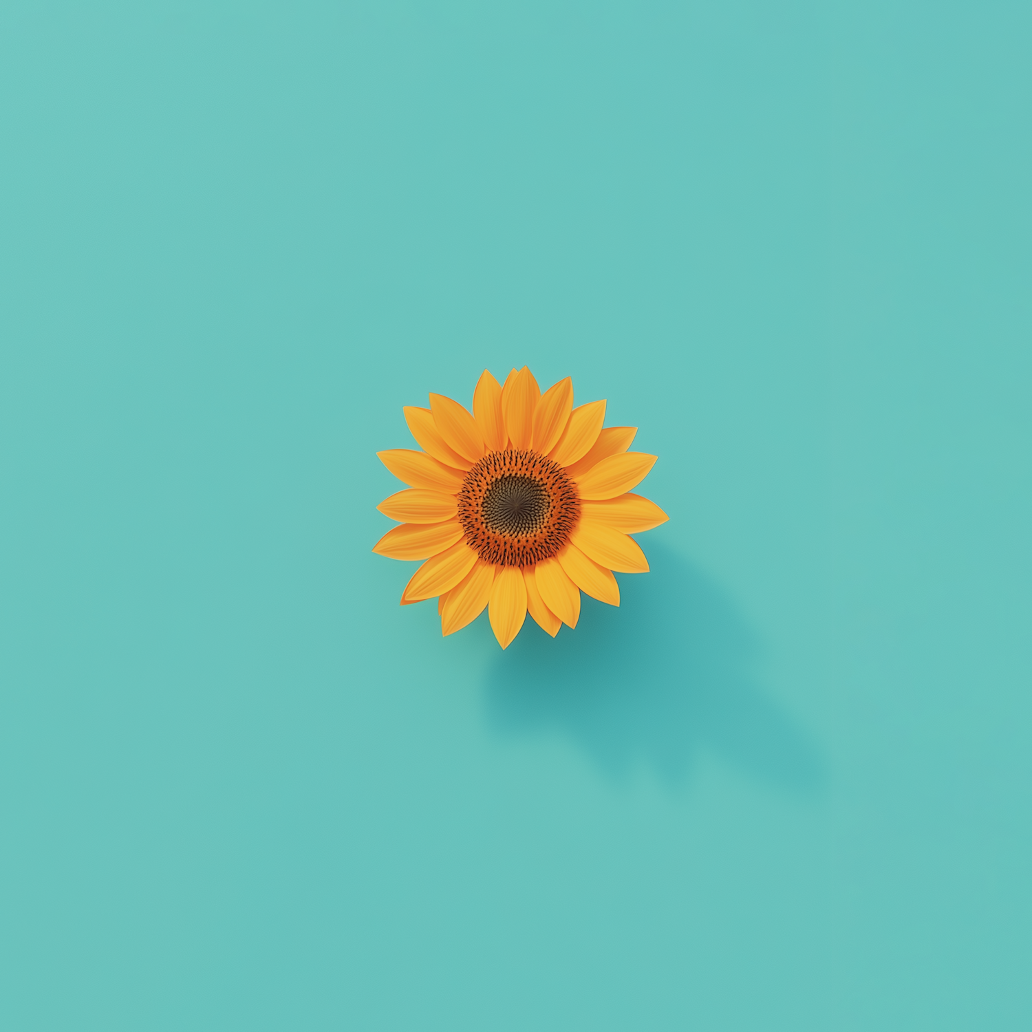 Solitary Sunflower on Turquoise