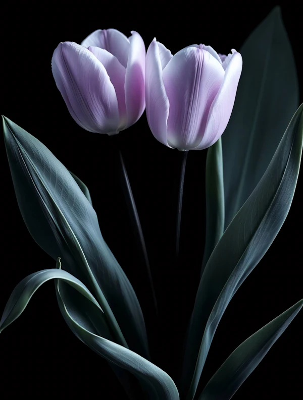 Pink Tulips on Black
