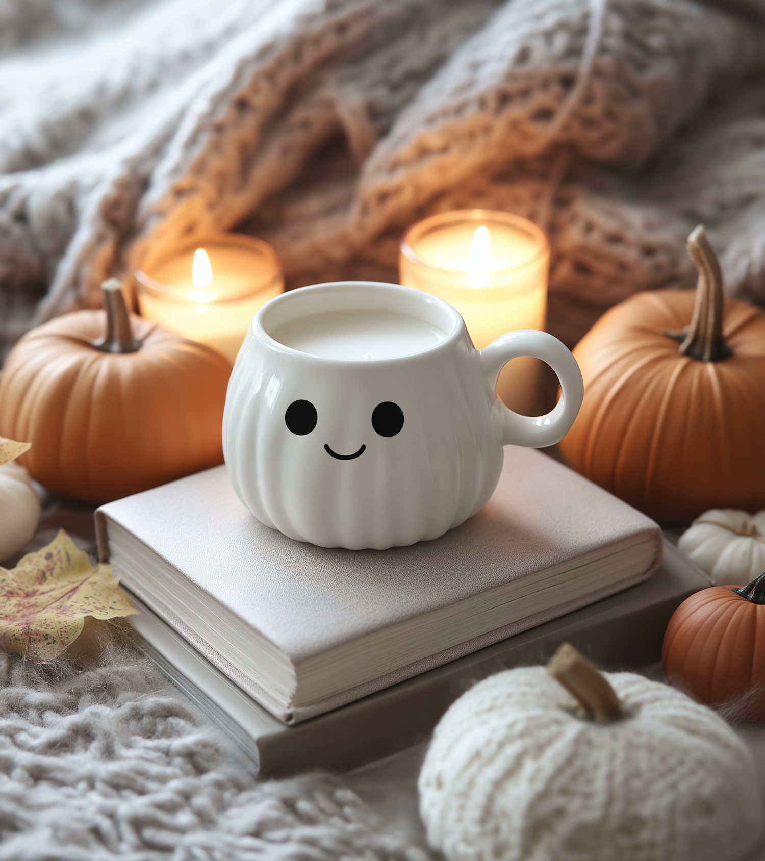 Cozy Autumnal Scene with Pumpkin Mug