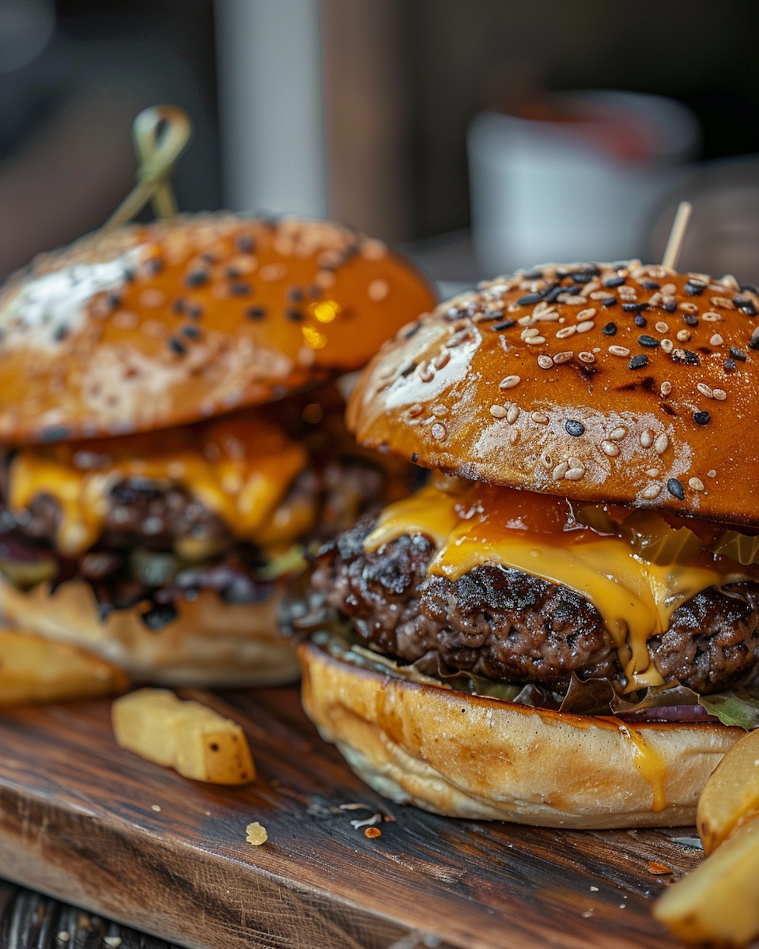 Appetizing Cheeseburgers on Board