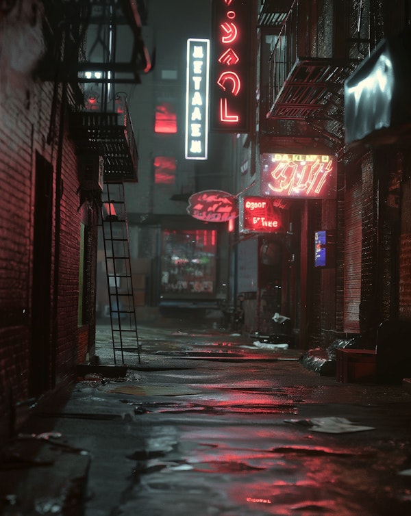 Noir Urban Alleyway at Night