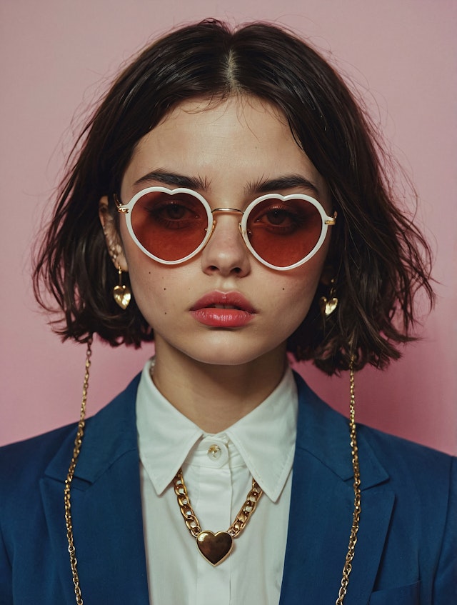 Stylish Woman with Red-Tinted Sunglasses