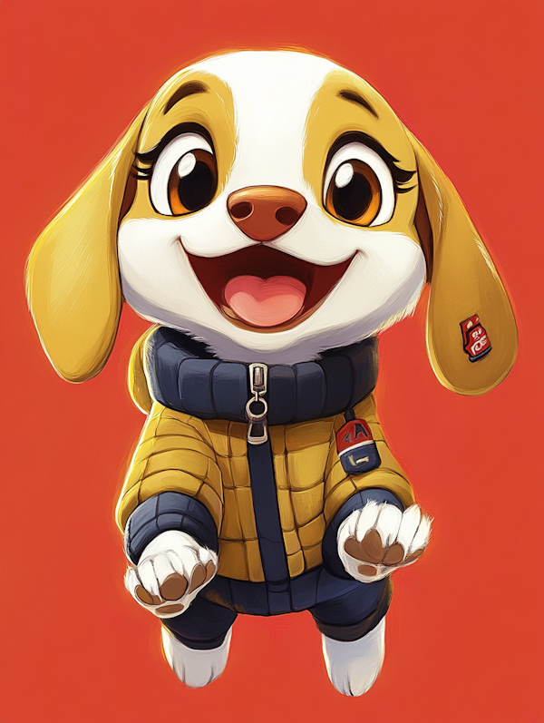 Cartoon Dog in Puffy Jacket