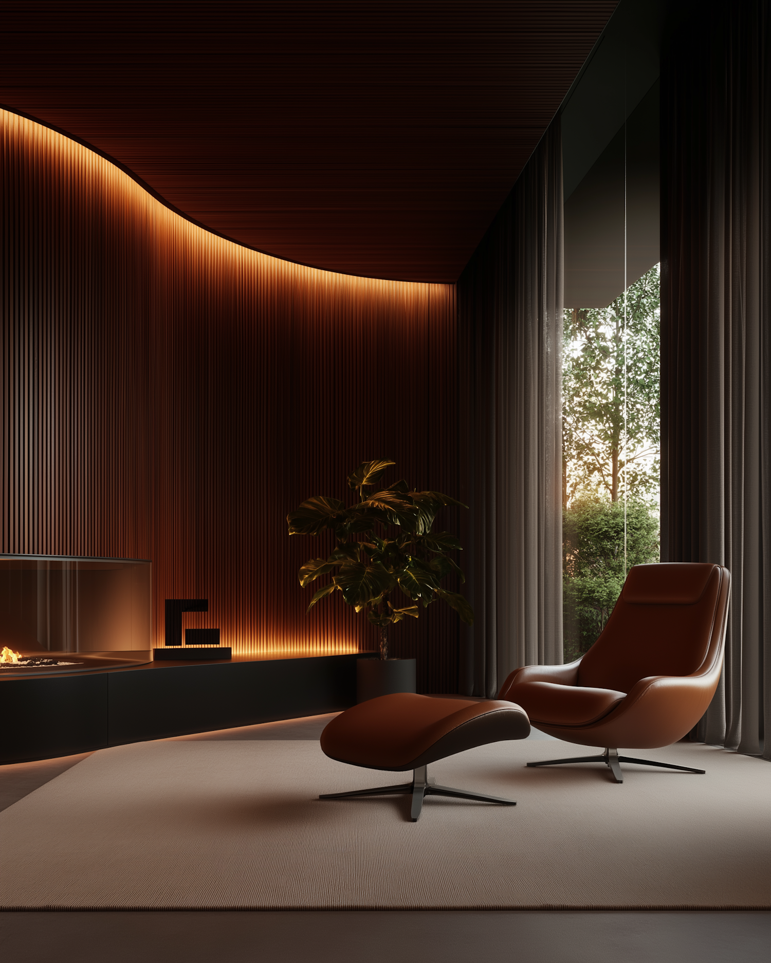 Modern Stylish Interior with Leather Lounge Chair