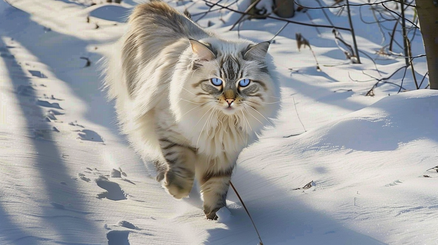 Cat in Snowy Landscape