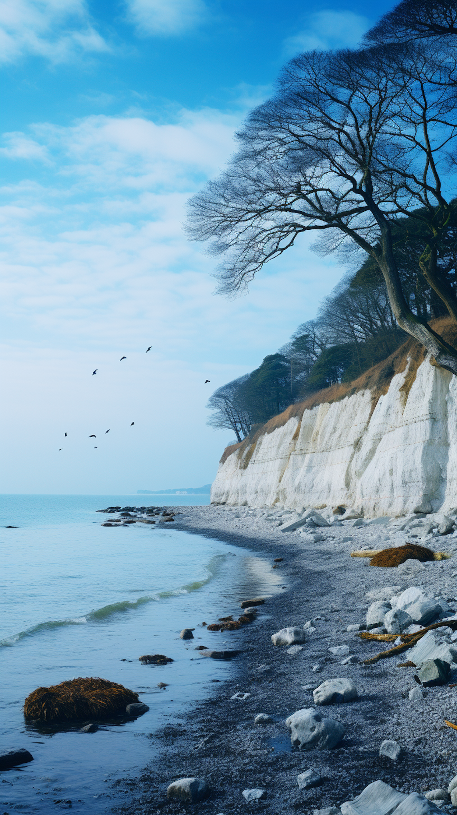 Winter's Embrace at the Chalk Cliffs Shore